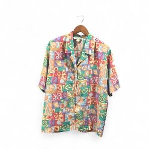 Women's retro funky button up blouse by La Chemise size medium 22.5" ptp (m4)